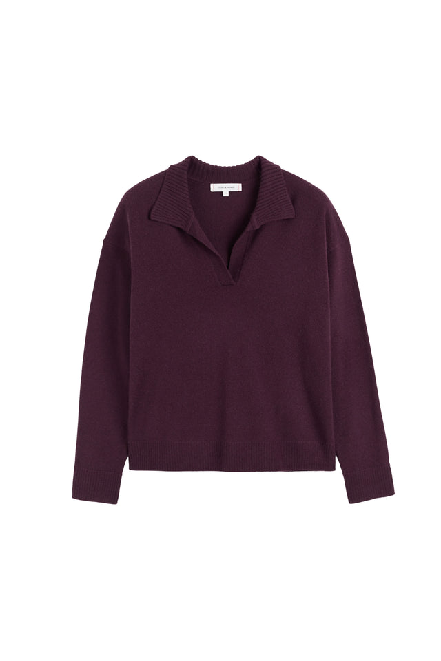 Aubergine Wool-Cashmere Collared Sweater image 4
