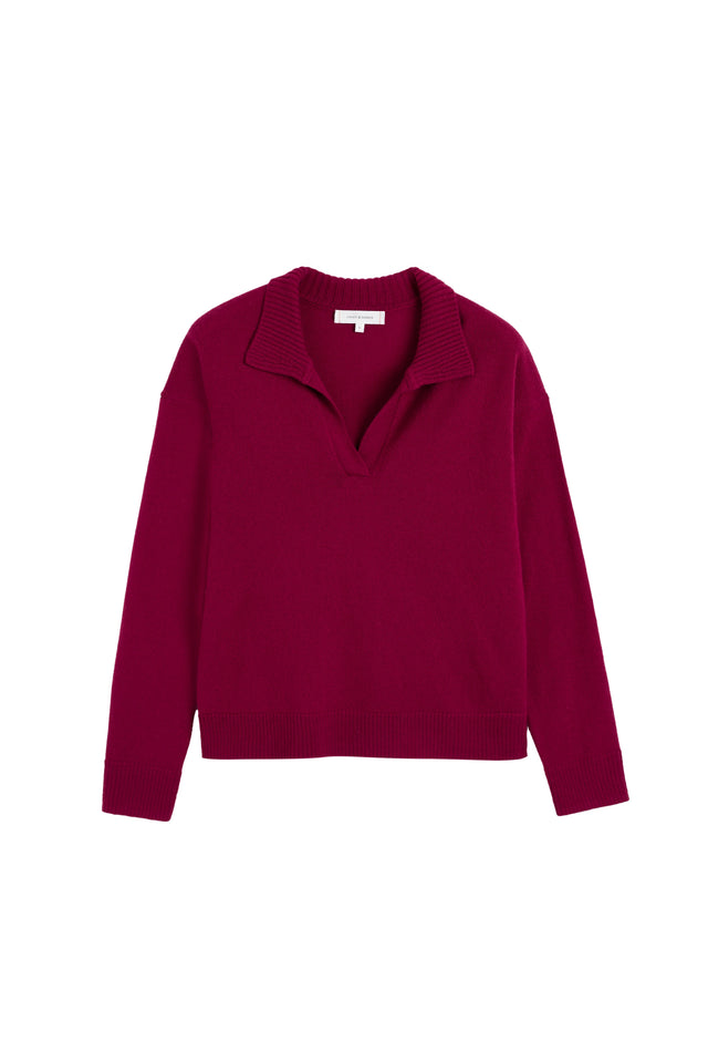 Cherry Wool-Cashmere Collared Sweater image 6