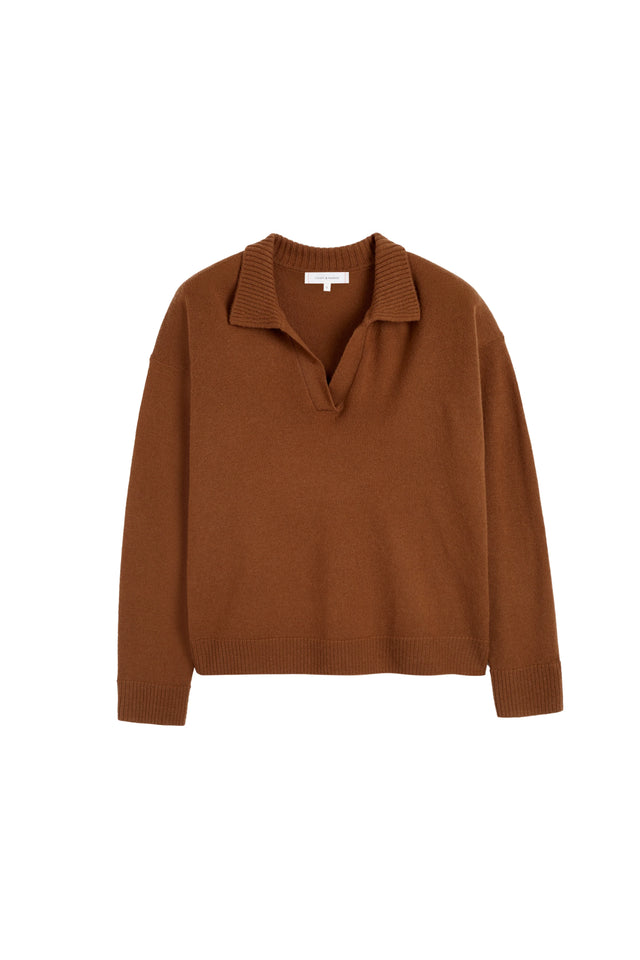 Toffee Wool-Cashmere Collared Sweater image 5