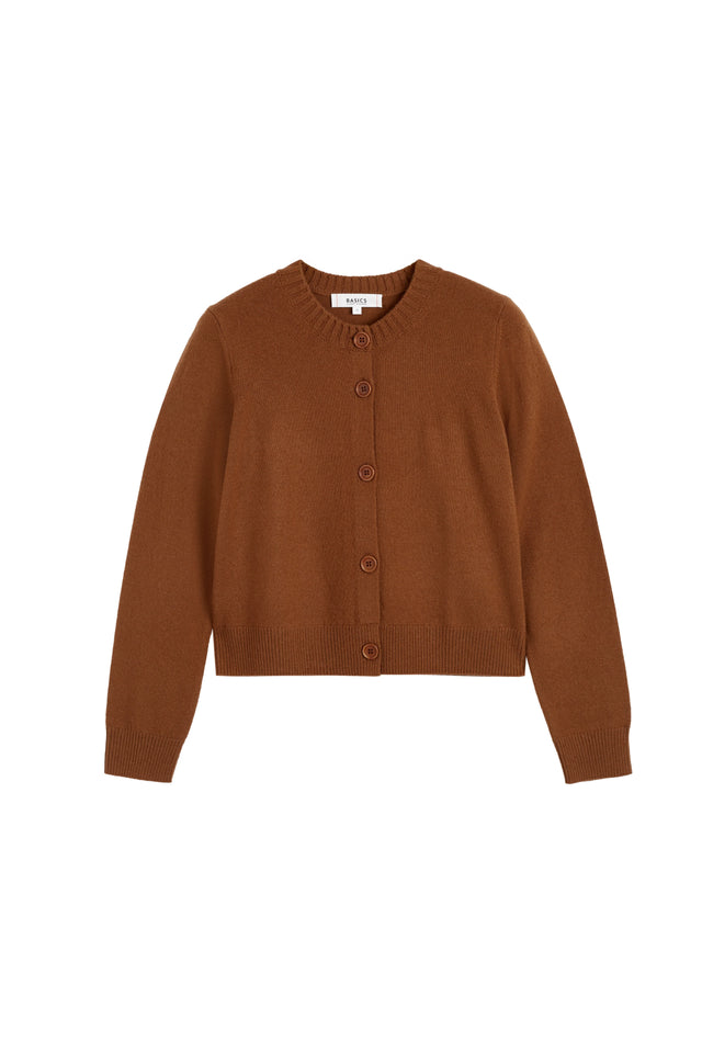 Toffee Wool-Cashmere Crew Neck Cardigan image 4