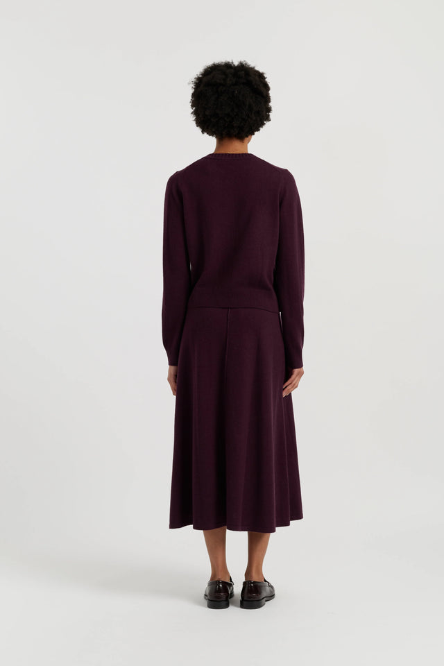 Aubergine Wool-Cashmere Midi Skirt image 3