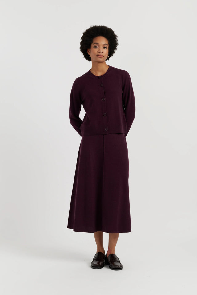 Aubergine Wool-Cashmere Midi Skirt image 2