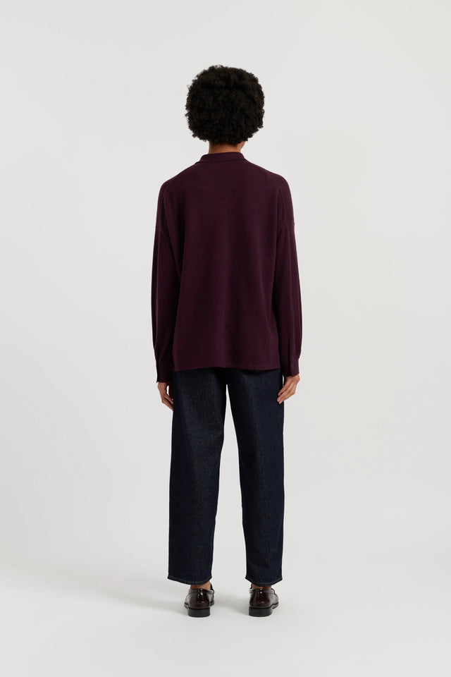 Aubergine Wool-Cashmere Relaxed Shirt image 3