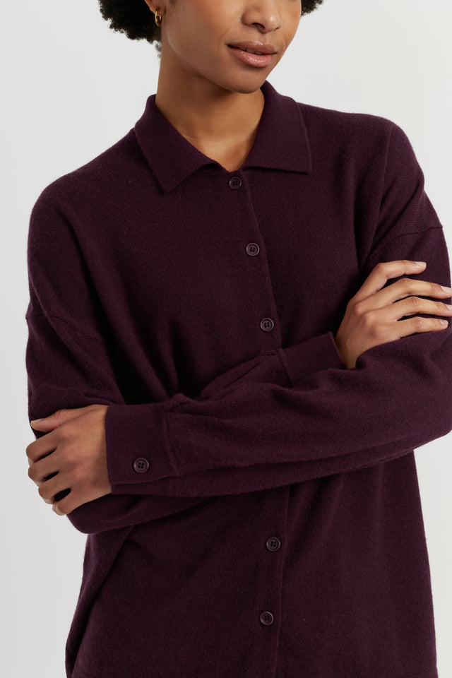 Aubergine Wool-Cashmere Relaxed Shirt image 4