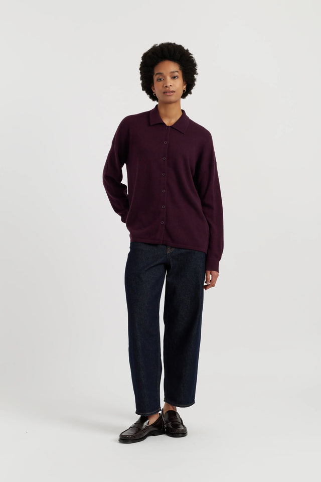 Aubergine Wool-Cashmere Relaxed Shirt image 2