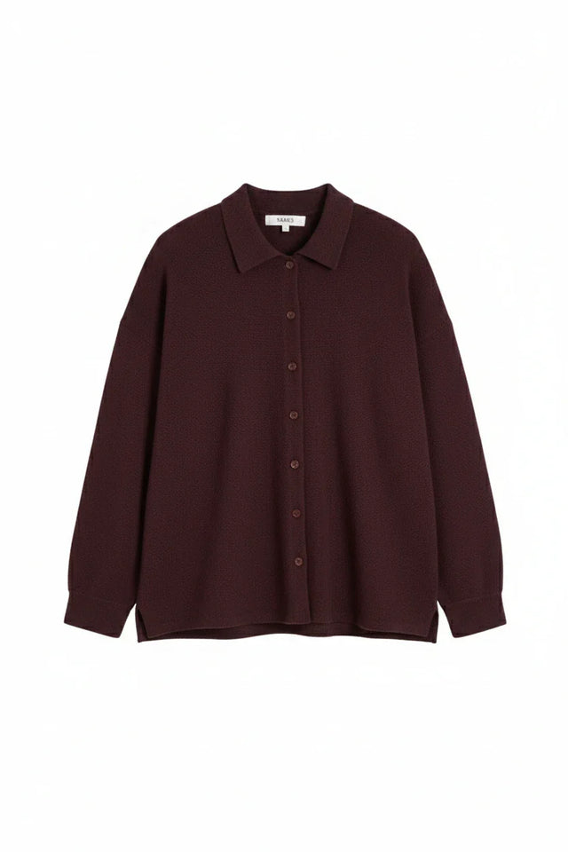 Aubergine Wool-Cashmere Relaxed Shirt image 5