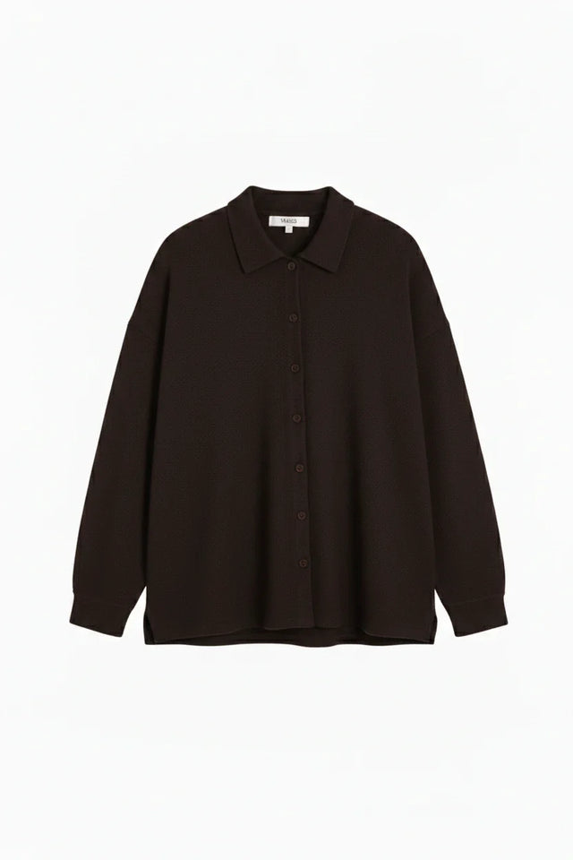 Chocolate Wool-Cashmere Relaxed Shirt image 7