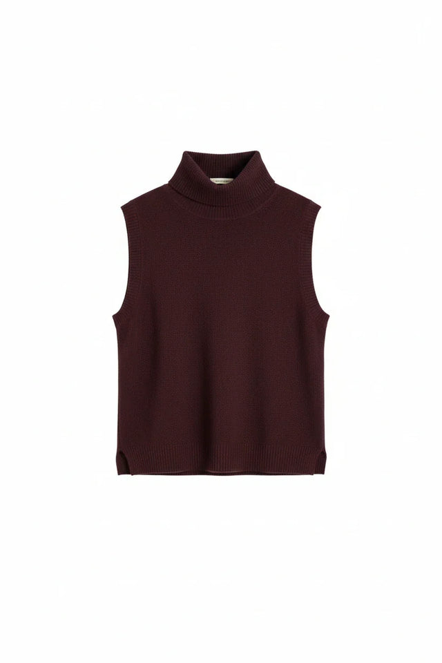 Aubergine Wool-Cashmere High-Neck Tank image 6