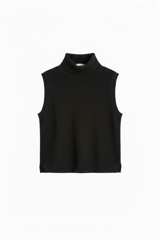 Black Wool-Cashmere High-Neck Tank image 4
