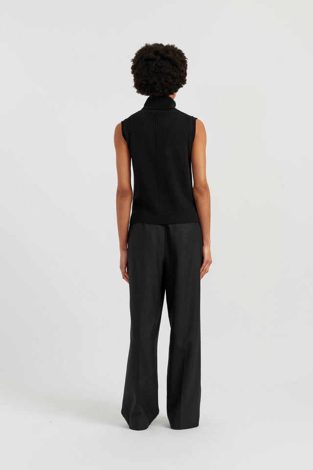 Black Wool-Cashmere High-Neck Tank image 3