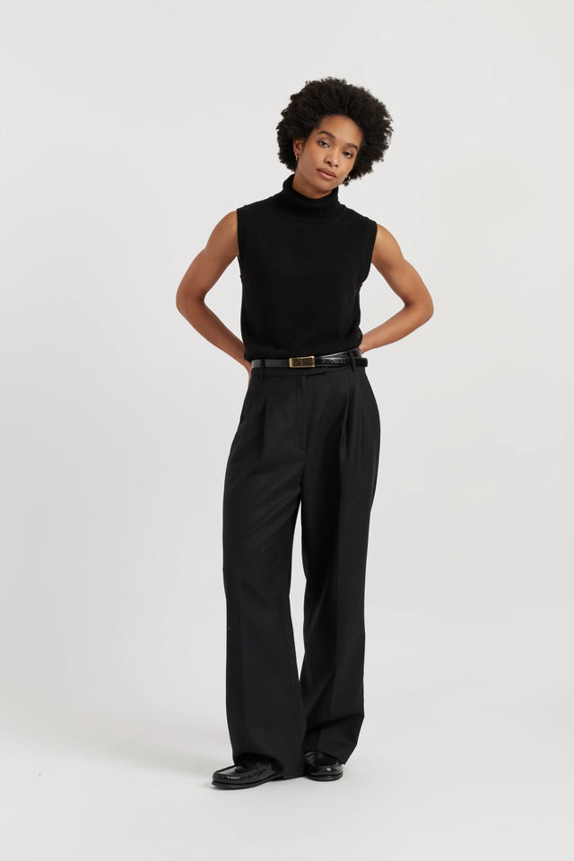 Black Wool-Cashmere High-Neck Tank image 2