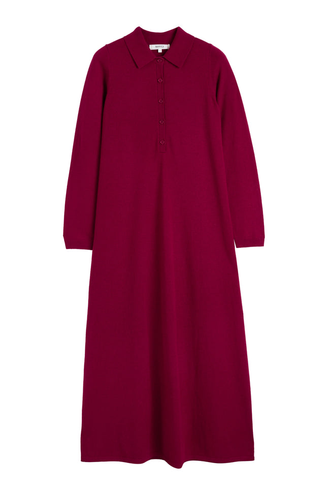 Cherry Wool-Cashmere A-Line Polo Dress image 6
