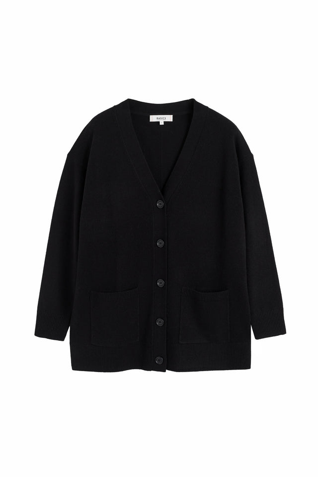 Black Wool-Cashmere Long Cardigan image 4
