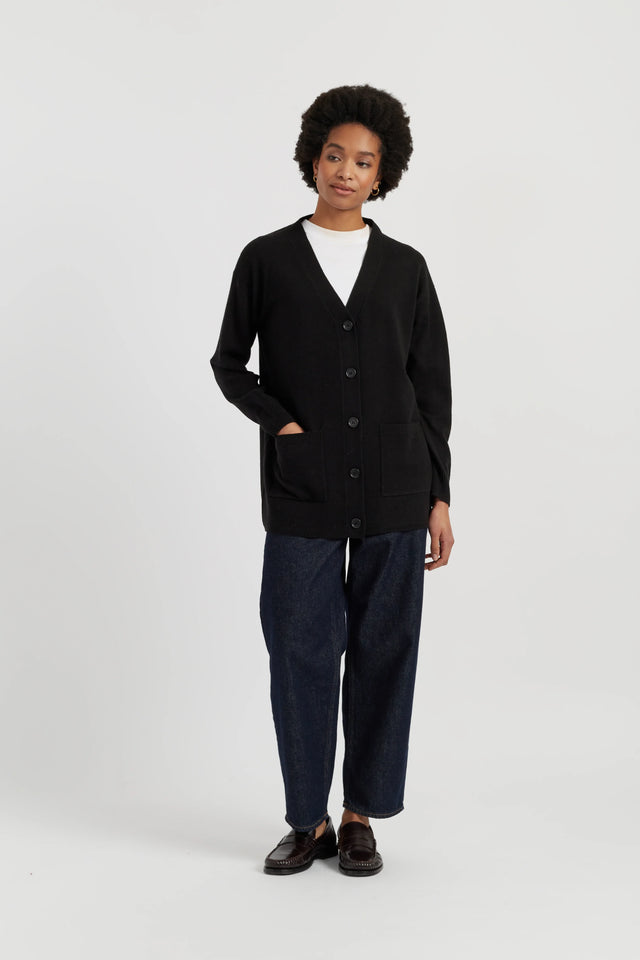 Black Wool-Cashmere Long Cardigan image 2