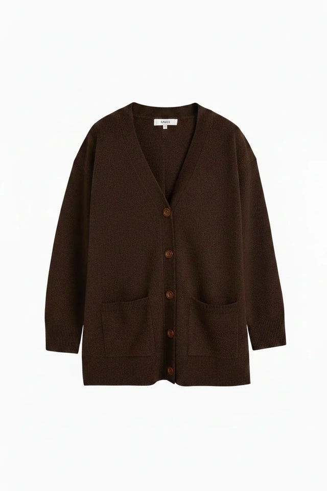 Chocolate Wool-Cashmere Long Cardigan image 6