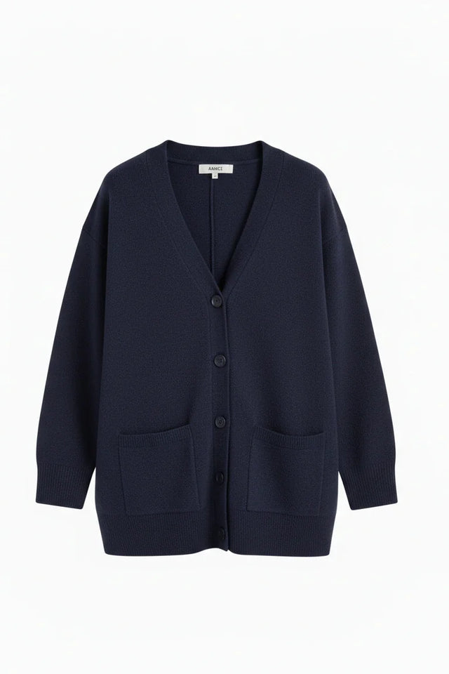 Navy Wool-Cashmere Long Cardigan image 6