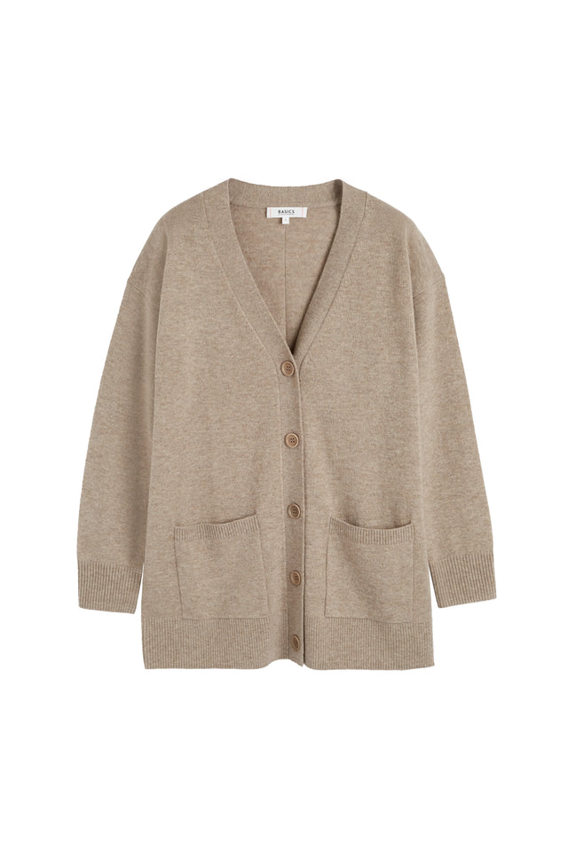 Warm-Oatmeal Wool-Cashmere Long Cardigan image 6