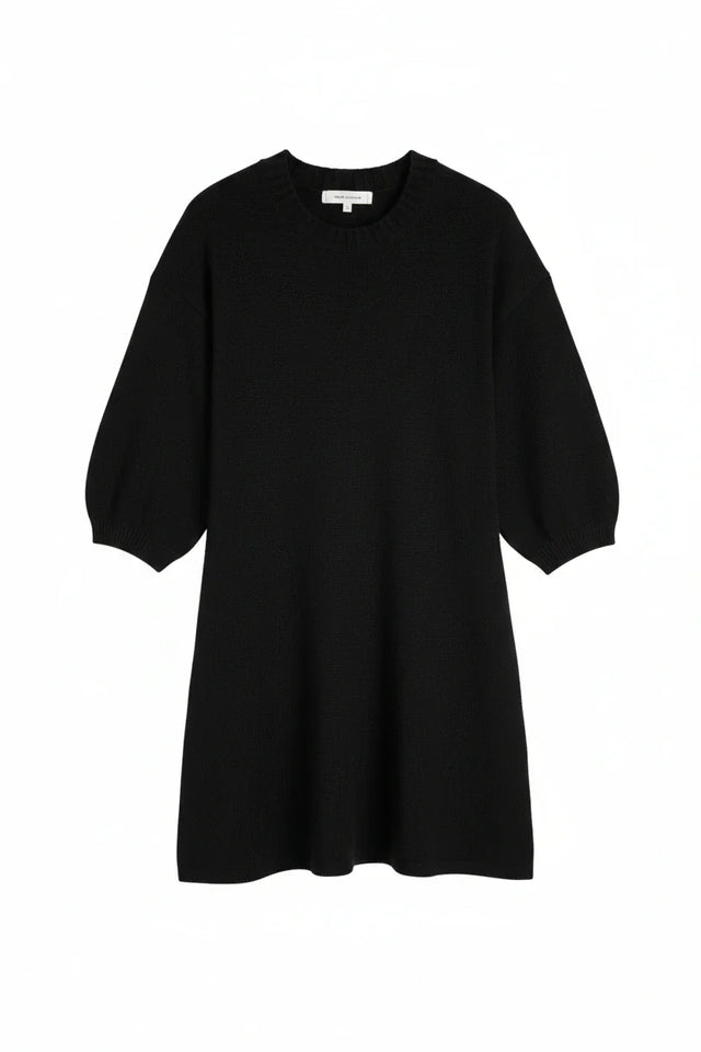 Black Wool-Cashmere Wide-Sleeve Dress image 5