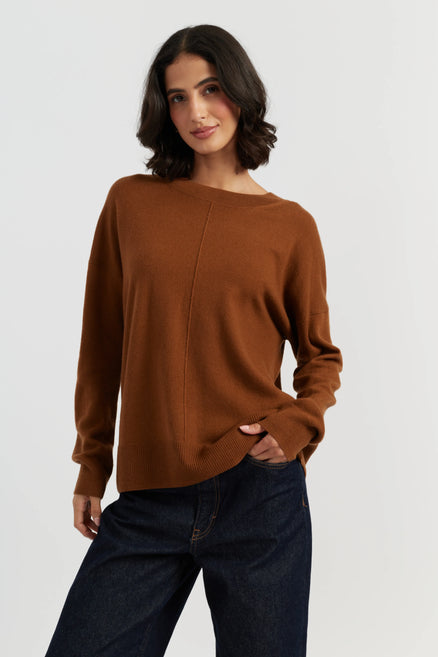 Toffee Wool-Cashmere Slouchy Sweater
