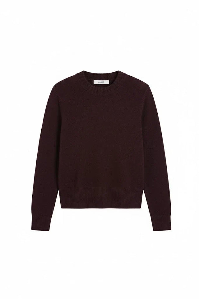 Aubergine Wool-Cashmere Cropped Sweater image 7