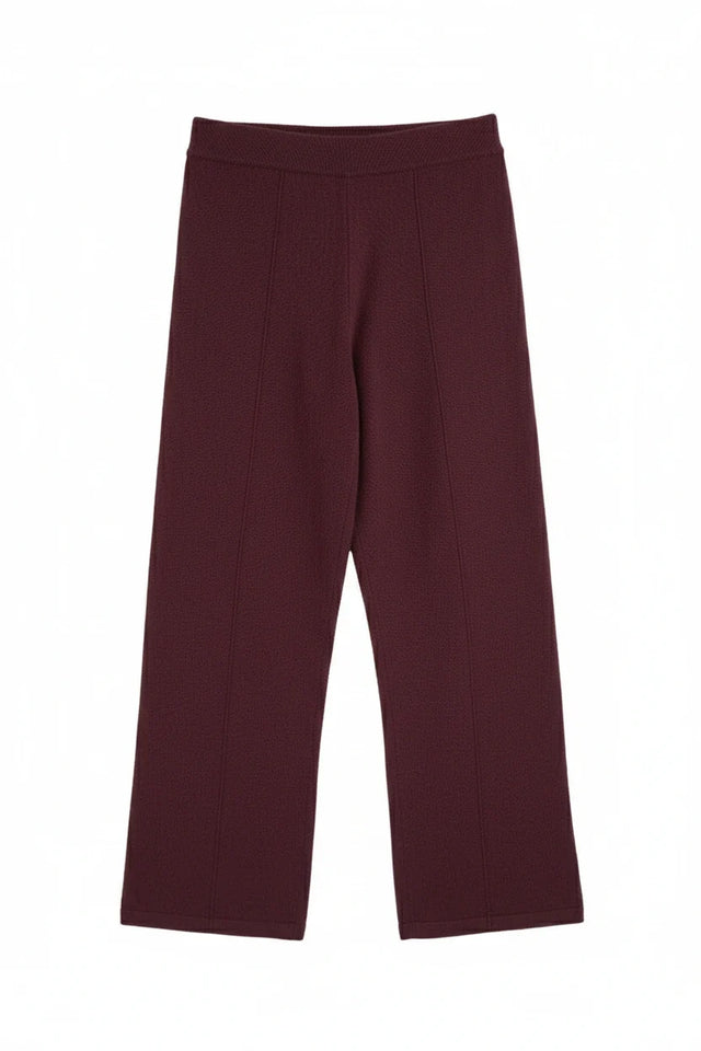 Aubergine Wool-Cashmere Wide-Leg Track Pant image 4