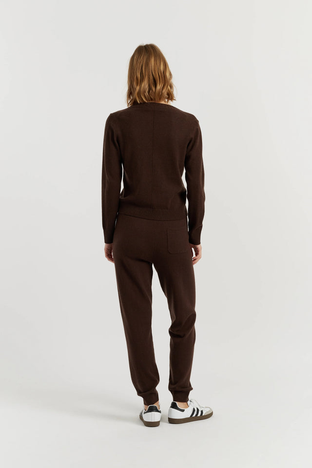 Chocolate Wool-Cashmere Cuffed Joggers image 3