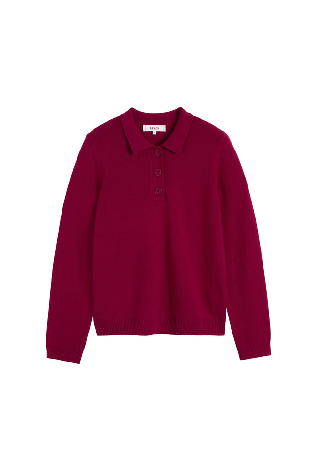 Cherry Wool-Cashmere Polo Sweater image 4