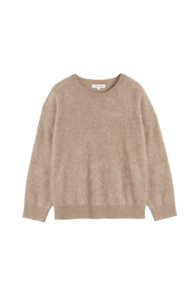 Warm-Oatmeal Brushed Cashmere Crew Neck Sweater image 4