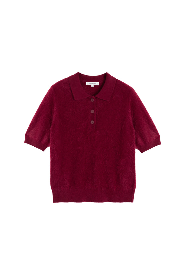 Cherry Brushed Cashmere Polo Tee image 7