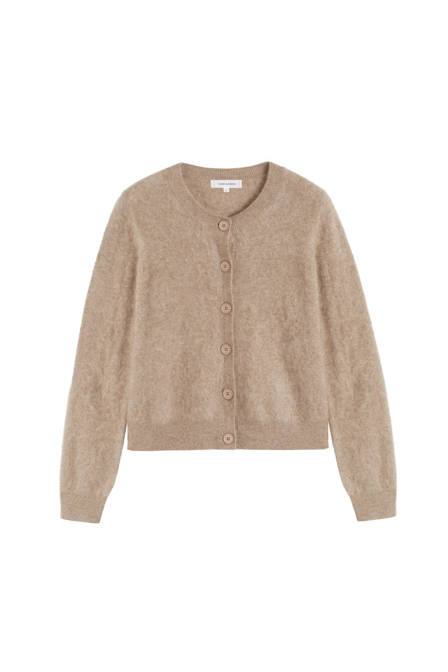 Warm-Oatmeal Brushed Cashmere Cardigan image 4