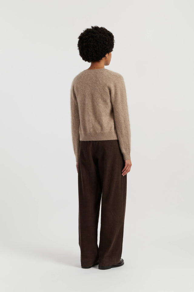 Warm-Oatmeal Brushed Cashmere Cardigan image 3