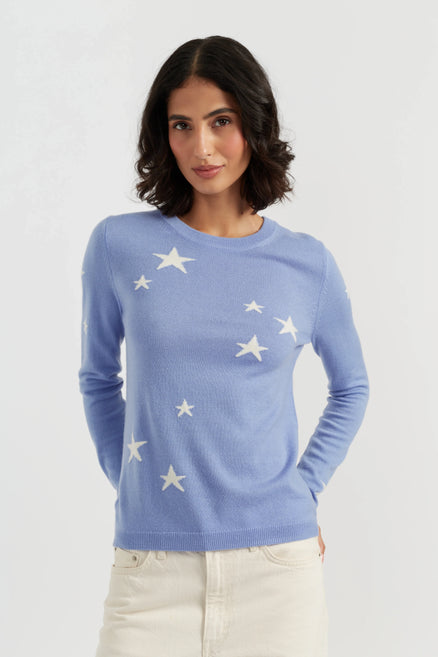 Baby-Blue Wool-Cashmere Star Sweater