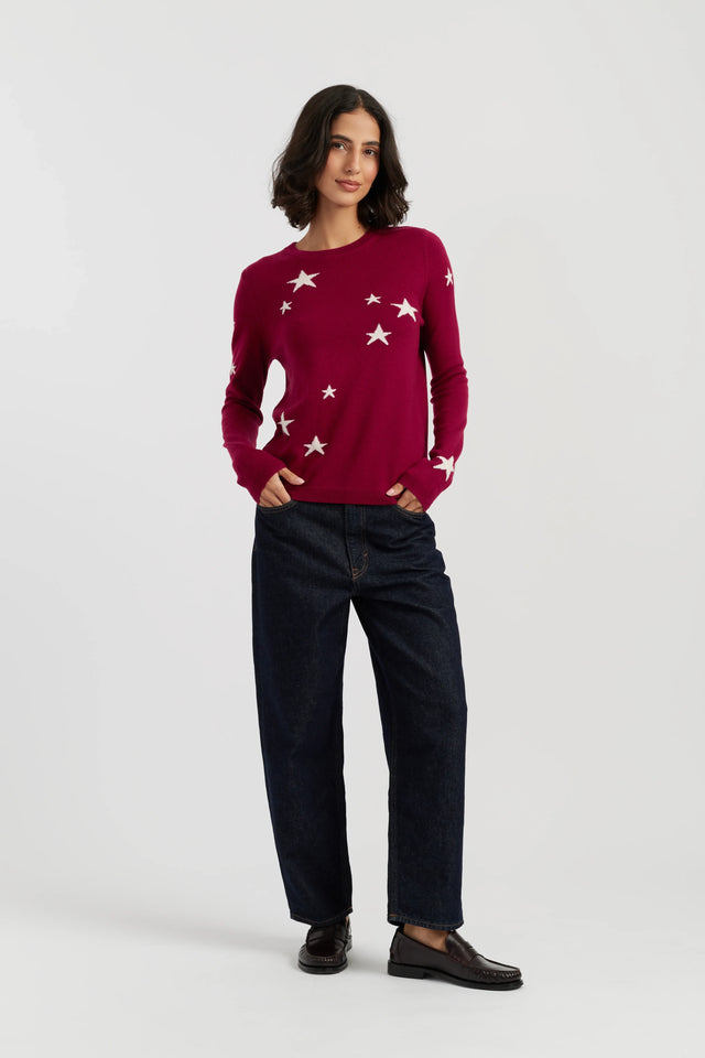 Cherry Wool-Cashmere Star Sweater image 2