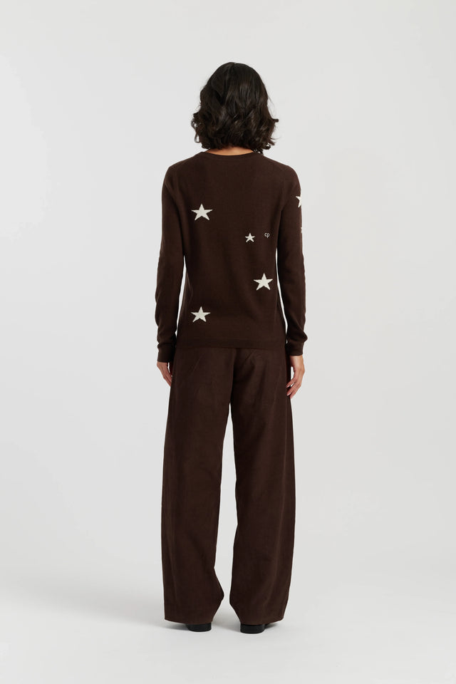 Chocolate Wool-Cashmere Star Sweater image 3