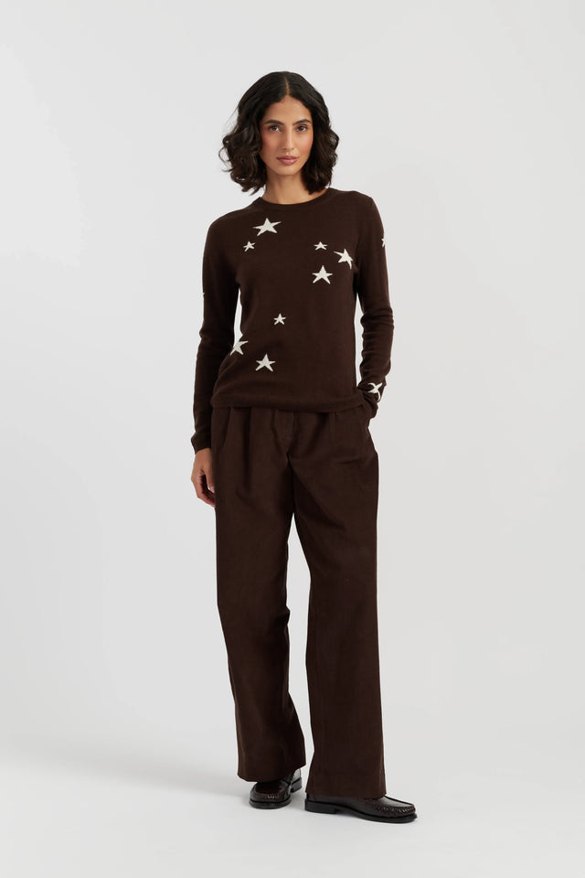 Chocolate Wool-Cashmere Star Sweater image 2