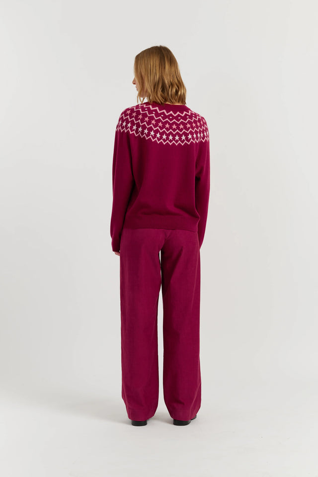 Cherry Wool-Cashmere Fair Isle Sweater image 3