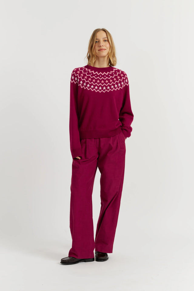 Cherry Wool-Cashmere Fair Isle Sweater image 2