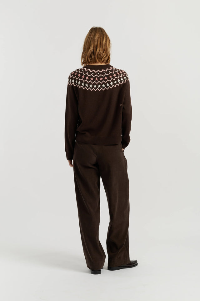 Chocolate Wool-Cashmere Fair Isle Sweater image 3