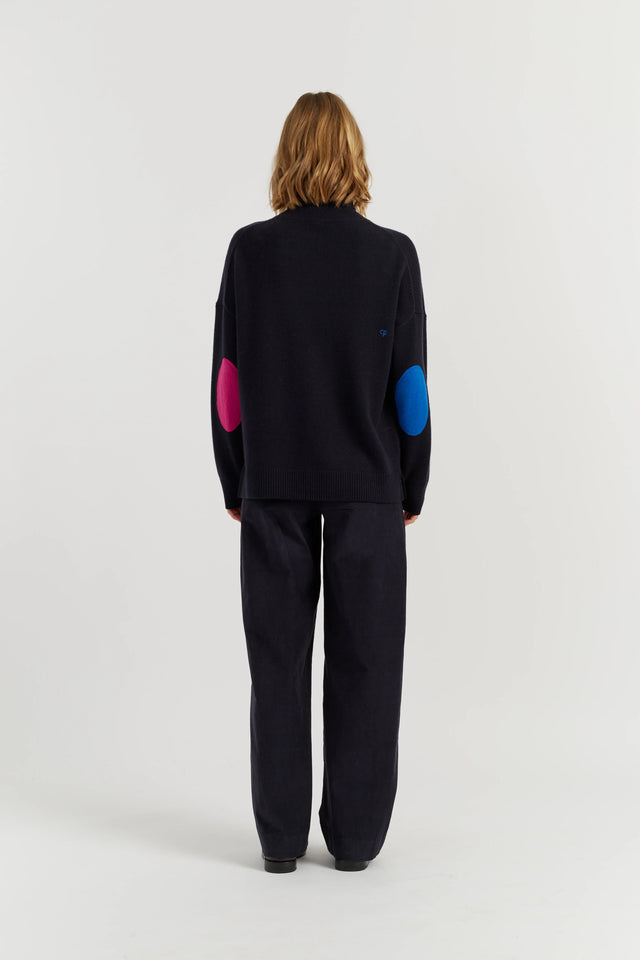 Navy Wool-Cashmere Elbow Patch Rollneck Sweater image 4