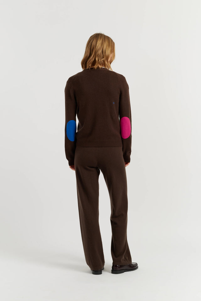 Chocolate Wool-Cashmere Elbow Patch Cardigan image 3