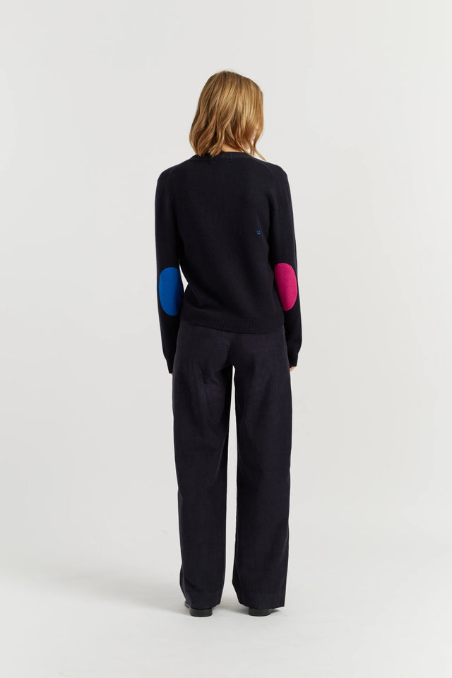 Navy Wool-Cashmere Elbow Patch Cardigan image 3