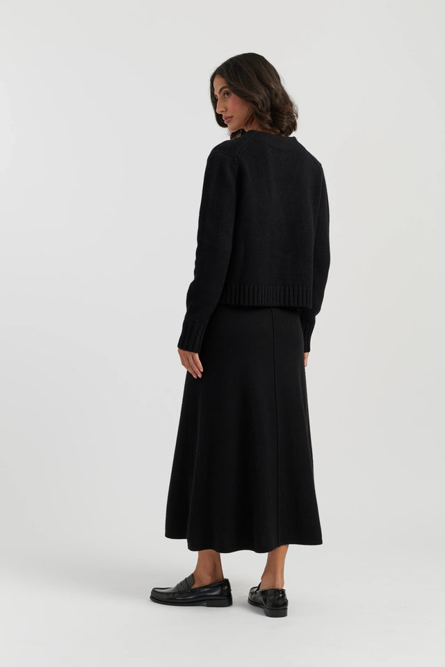 Black-Melange Merino Heart Cardigan image 3
