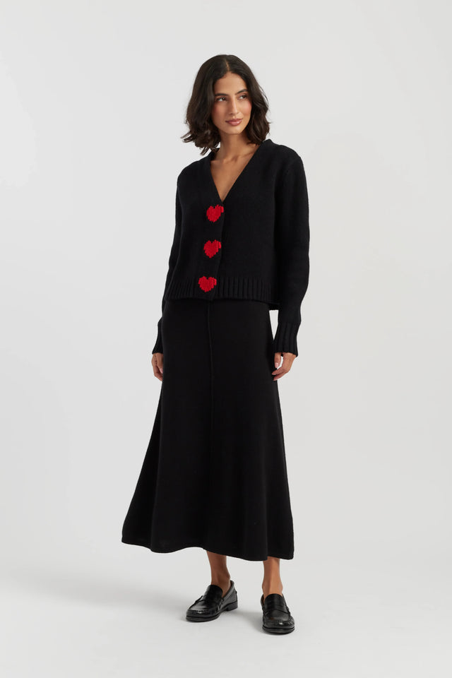 Black-Melange Merino Heart Cardigan image 2