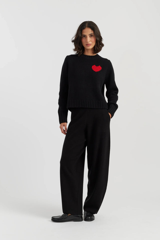 Black-Melange Merino Heart Sweater image 2