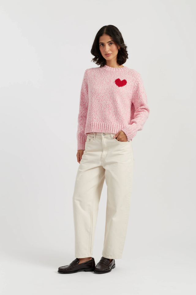 Salmon-Melange Merino Heart Sweater image 3