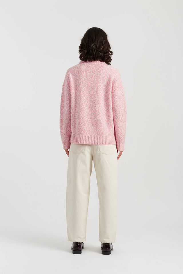 Salmon-Melange Merino Heart Rollneck Sweater image 4