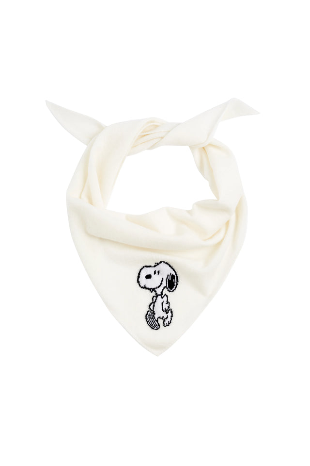 Cream Wool-Cashmere Snoopy Triangle Scarf image 3