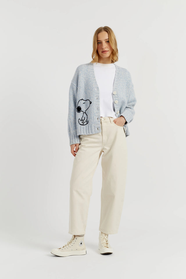 Blue Merino Snoopy Marl Cardigan image 2