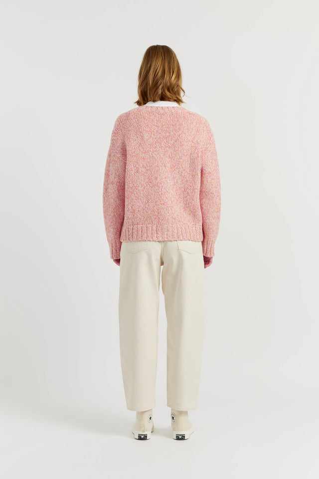 Pink Merino Snoopy Marl Cardigan image 3