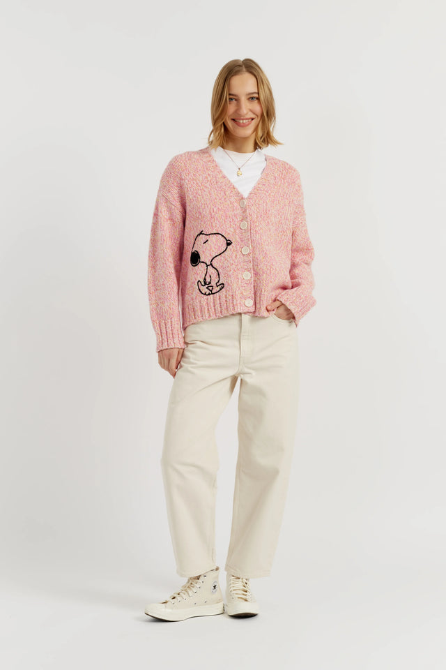 Pink Merino Snoopy Marl Cardigan image 2